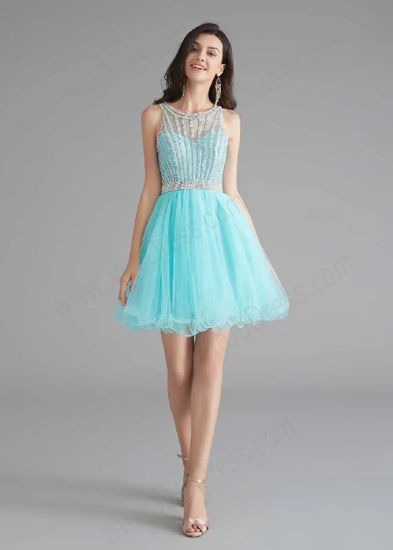 Chic Short Turquoise Tulle Evening Dress Mermaid Tail Wedding