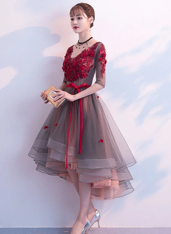 Fashionable High Low Tulle Layers Party Dress, Round Neckline Prom Dress Tunics Trousers formal