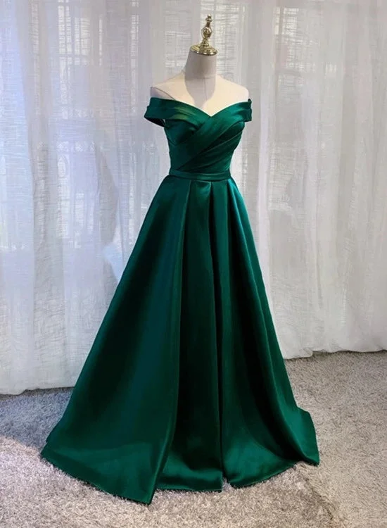 Green Satin Long Sweetheart Junior Prom Dress, Elegant Evening Dress Tunics Trousers formal