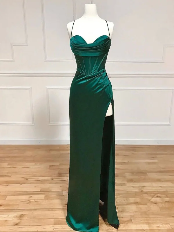 Mermaid Sweetheart Neck Green Long Prom Dress, Green Formal Evening Dress Tunics Hiking breathable