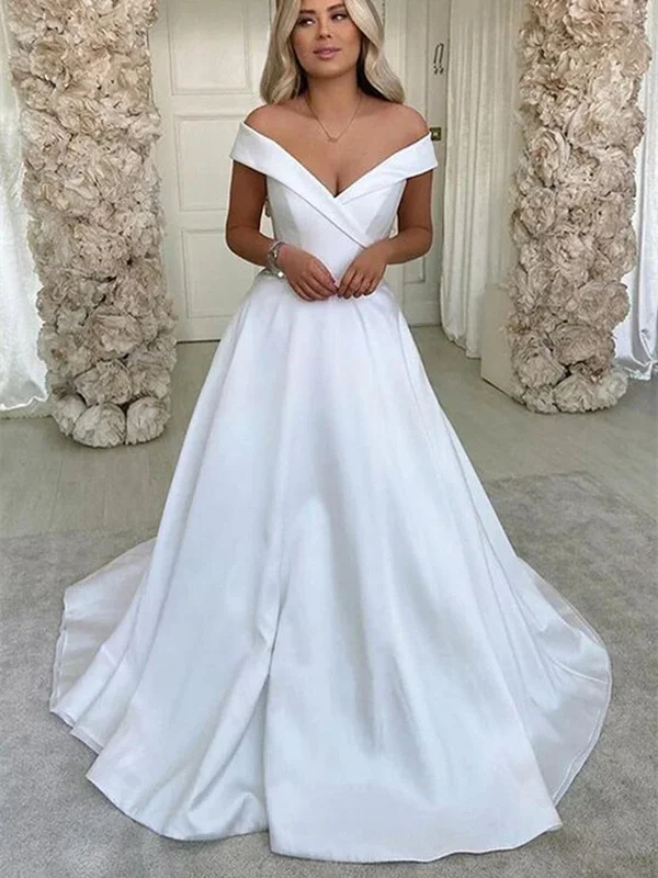 Off Shoulder White Satin Long Prom Dresses, Off the Shoulder White Formal Dresses, White Evening Dresses Tunics Formal black