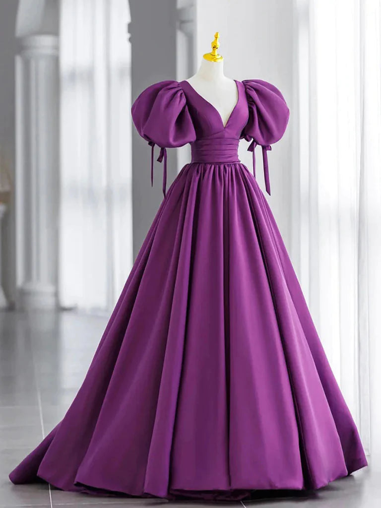 Off the Shoulder Purple Satin Long Prom Dresses, Purple Off Shoulder Long Formal Evening Dresses Tunics Party sparkling