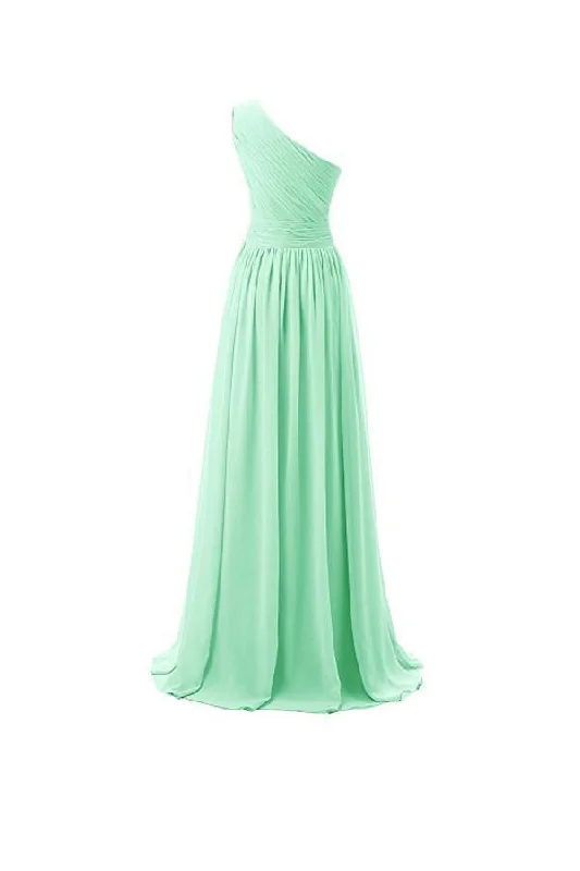 One Shoulder Bridesmaid Dresses Chiffon Prom Evening Dress BD008 Tunics Distressed trendy