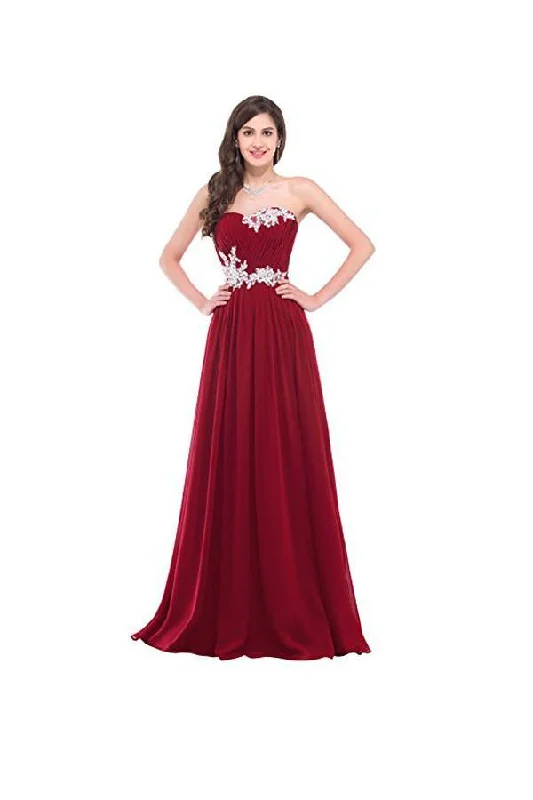 Strapless Long Evening Dress with Appliques Prom Dresses PG276 Tunics Hiking breathable