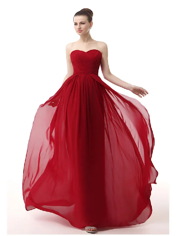 Strapless Red Long Chiffon Evening Dress Tunics Canvas sturdy