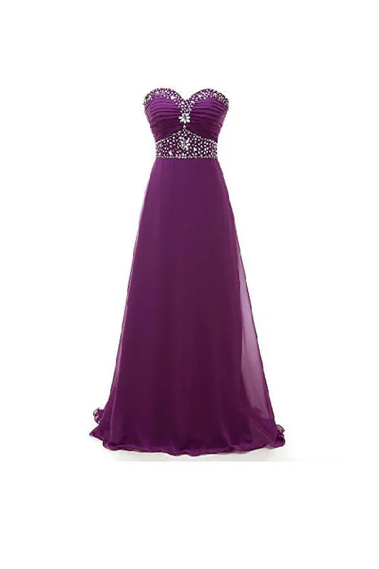 A-line Sweetheart Chiffon Long Prom Dresses Evening Dresses PG249 Tunics Sophisticated sleek