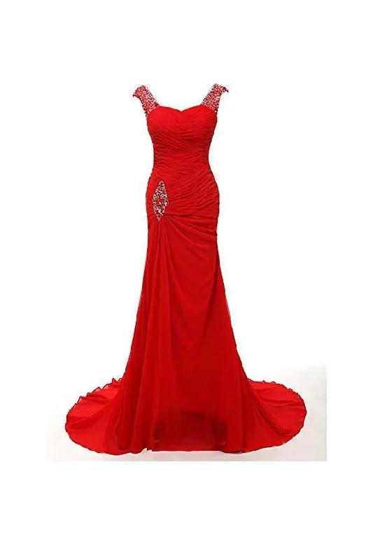 Sweetheart Mermaid Long Prom Gowns Evening Dresses Bridesmaid Dresses BD023 Crew Neckline Casual