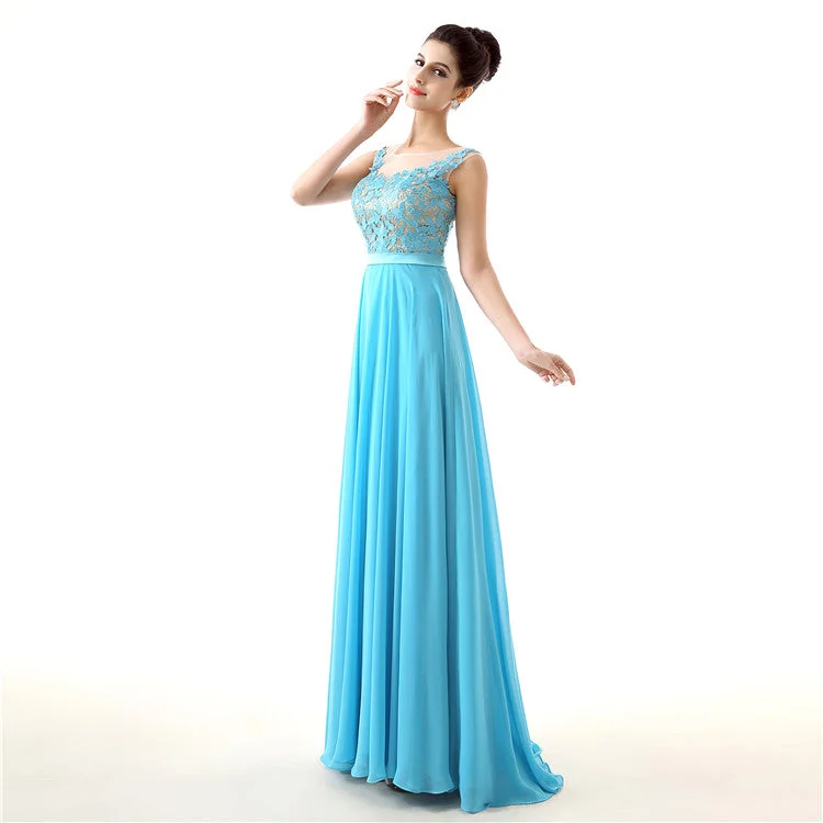 Turquoise Blue Maxi Lace Formal Prom Evening Dress EN131 Tunics Exclusive limited