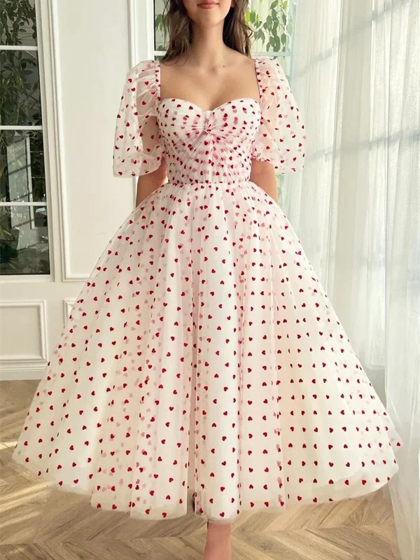 White Tulle Short Prom Dress, Beautiful A-Line Homecoming Party Dress Tunics Short Trendy
