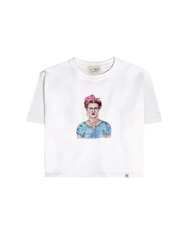 A Watercolor of Frida Kahlo Crop Tee Nylon Fabric Polyester Fabric Spandex Fabric