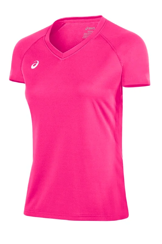 Asics Women's Circuit 8 Warm-Up Shirt Pink Glo Print Jacquard Patchwork