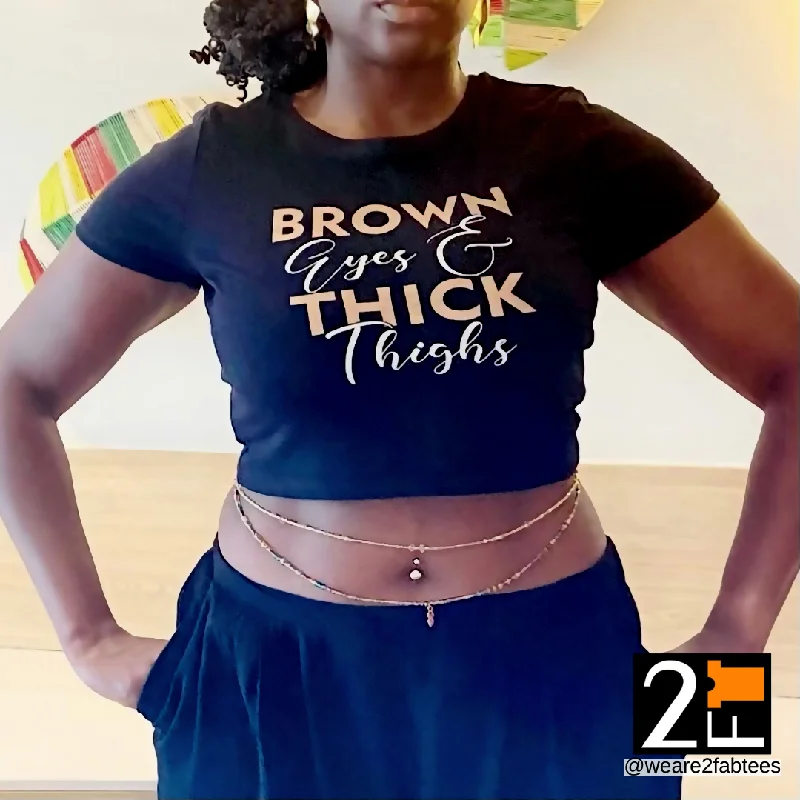 Brown Eyes & Thick Thighs | Fitted Women’s Crop Tee Print Jacquard Patchwork