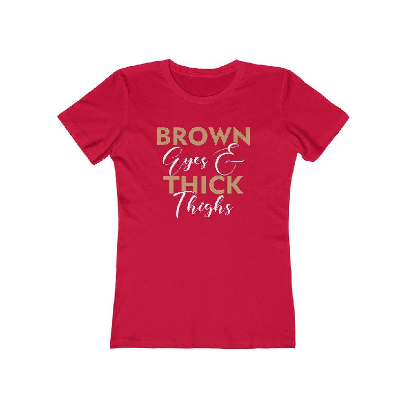 Brown Eyes & Thick Thighs | Women's Fitted T-Shirt Ribbed Striped Patterned