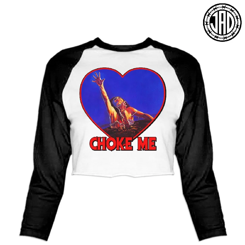 Choke Me Dead - Women's Cropped Baseball Tee Faux Fur Fabric Real Fur Fabric Shearling Fabric