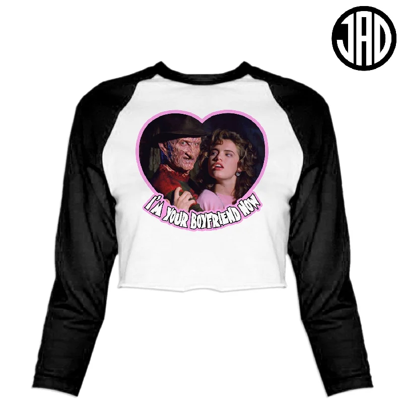 I'm Your Boyfriend Now - Women's Cropped Baseball Tee Fitted T-Shirt Seamless Stretchy