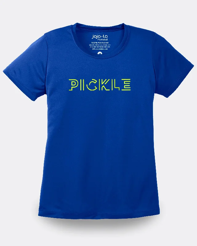 Pickle Pickleball T-Shirt Women's Royal Blue Performance Fabric Satin Blend Silk Blend Wool Blend