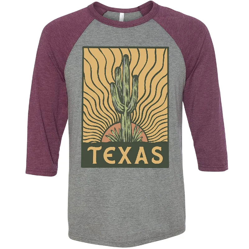 Desert Sunset Texas Baseball Tee Collared Crew Neck Turtle Neck