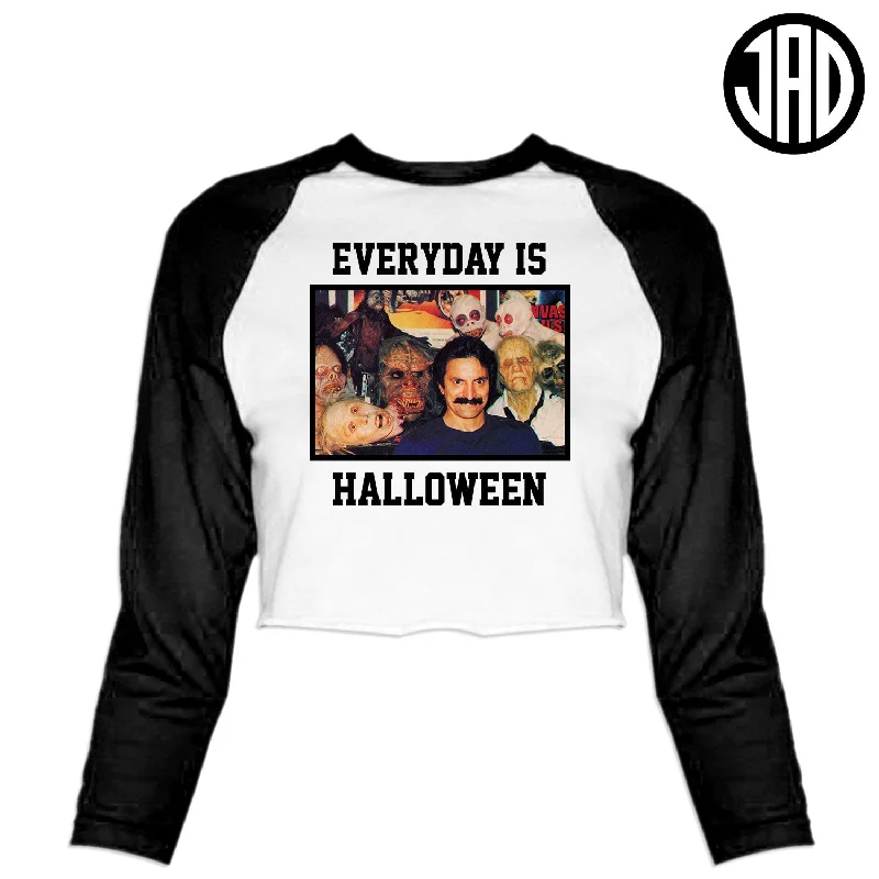 Everyday Is Halloween Squad - Women's Cropped Baseball Tee Graphic Embroidered Appliqued