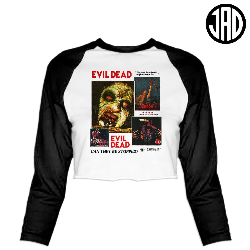 Evil Dead Poster - Women's Cropped Baseball Tee Welt Pockets Slit Pockets