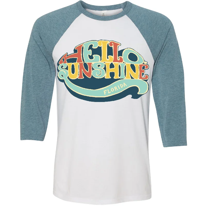 Hello Sunshine Florida Baseball Tee Ribbed Striped Patterned