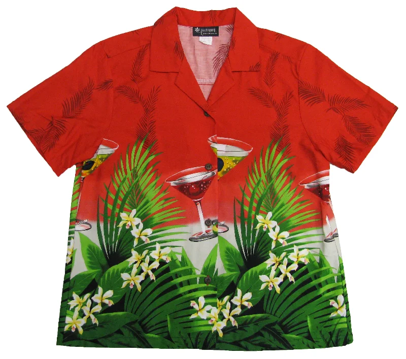 Floating Martini Women's Hawaiian Camp Shirt Chenille Blend Fleece Blend Nylon Blend