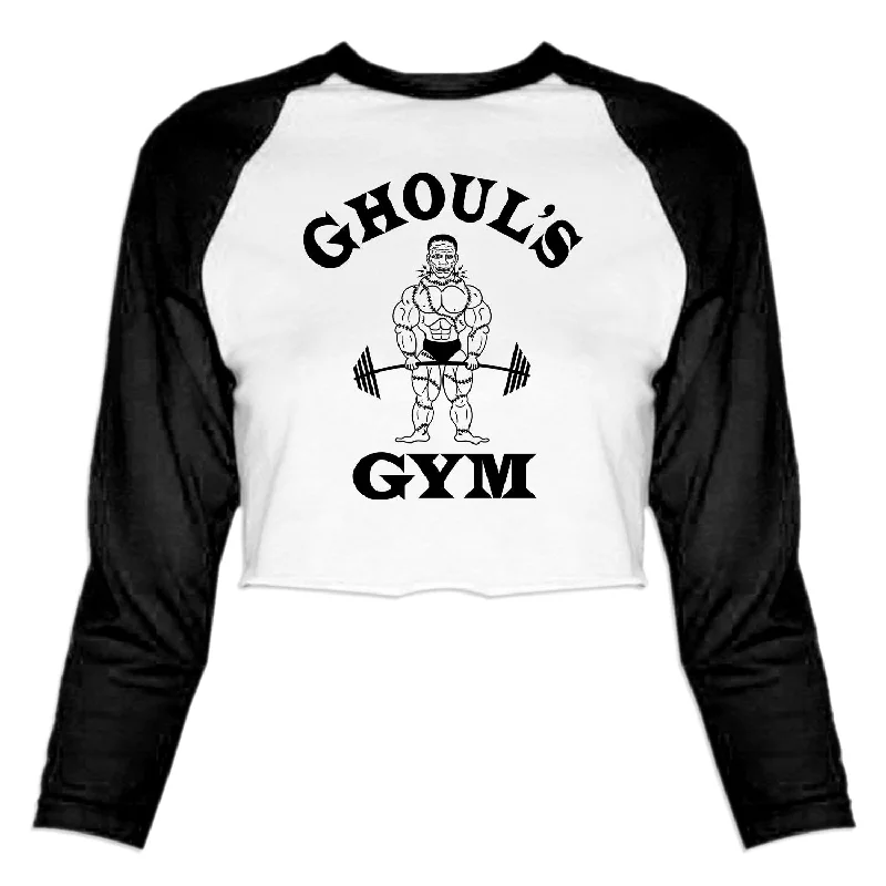 Ghoul's Gym Classic - Women's Cropped Baseball Tee Graphic T-Shirt Round Neck Polyester