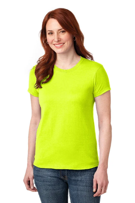 Gildan Ladies Gildan Performance T Shirt 42000L Safety Green Basic T-Shirt Crew Neck Short Sleeve