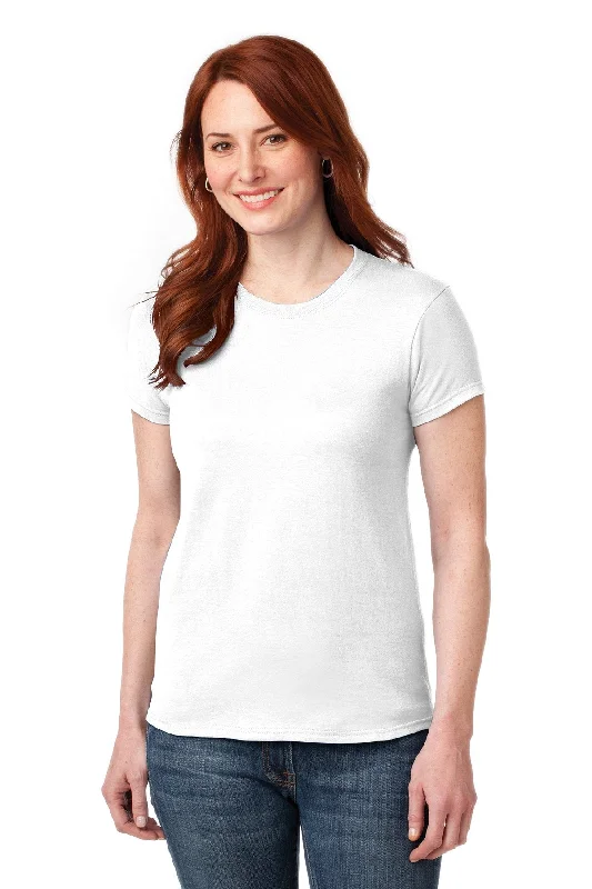 Gildan Ladies Gildan Performance T Shirt 42000L White Front Pockets Side Pockets Patch Pockets