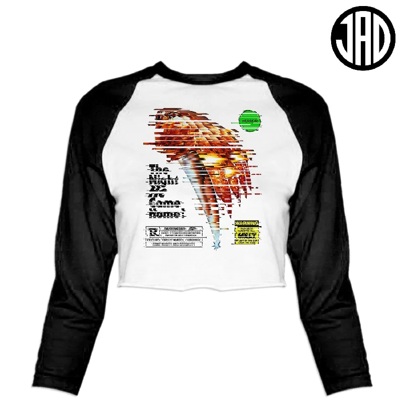 H1 Static - Women's Cropped Baseball Tee Print Jacquard Patchwork