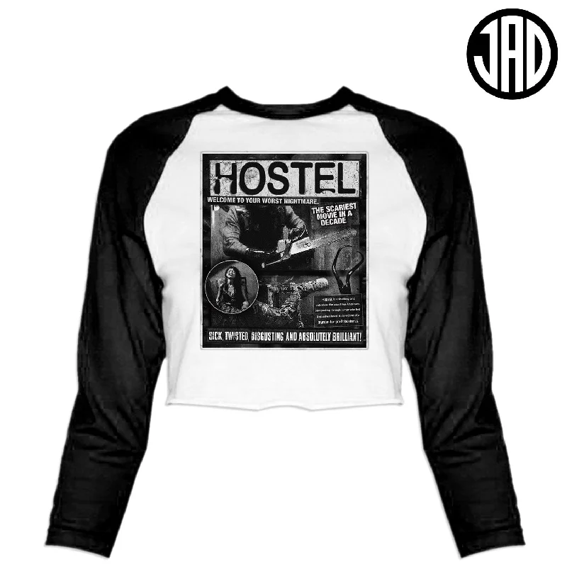 Hostel Poster - Women's Cropped Baseball Tee Anti-Shrink Durable Soft