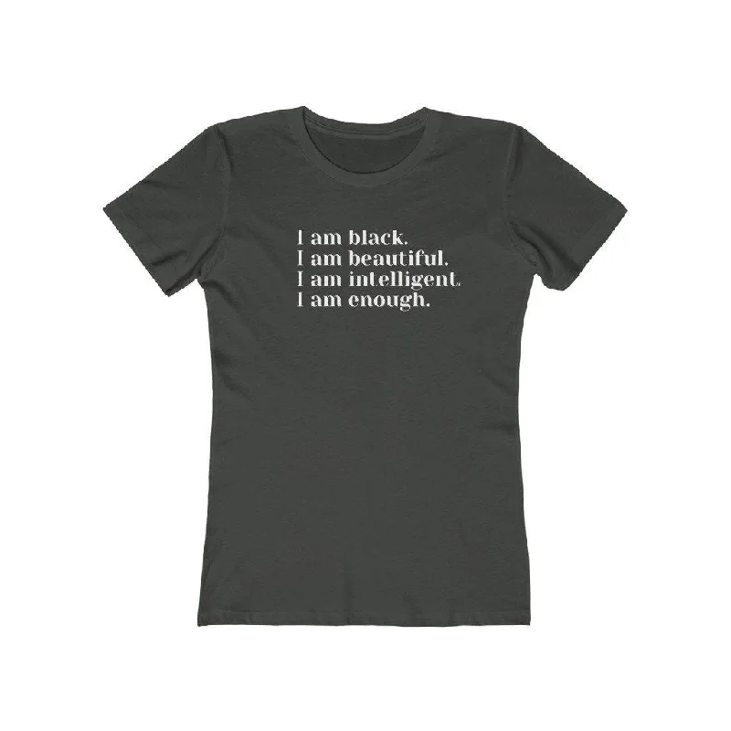 I am Black | Women's Fitted T-Shirt Hooded Caped Shawl Collar