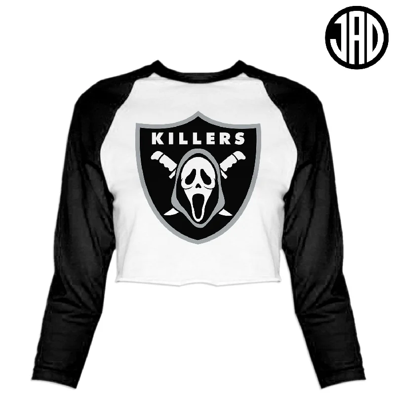 Killers - Women's Cropped Baseball Tee Ribbed Striped Patterned