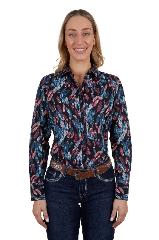 LADIES PURE WESTERN EDWINA L/S SHIRT Iron Safe Non-Iron Wrinkle Free