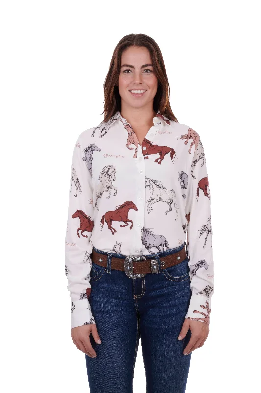 LADIES WRANGLER BEYER L/S SHIRT Satin Blend Silk Blend Wool Blend