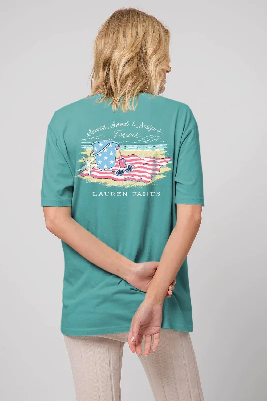 Lauren James Stars Sand Stripes Forever Short Sleeve Pocket T-Shirt Plaid T-Shirt Polka Dot Checkered