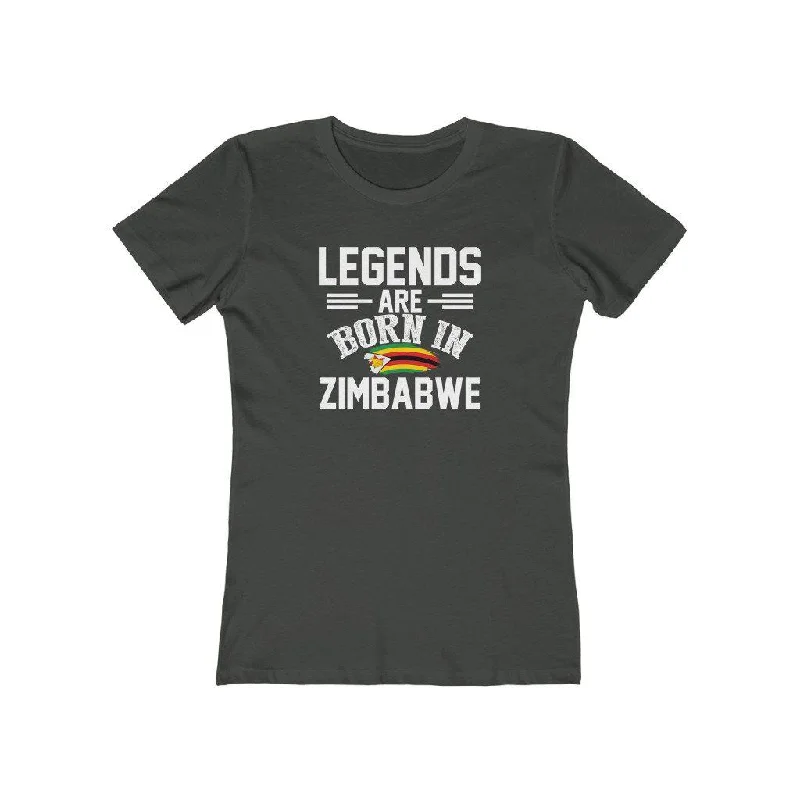 Legends are Born in  Zimbabwe | Women's Fitted T-Shirt Beaded Sequined Faux Fur