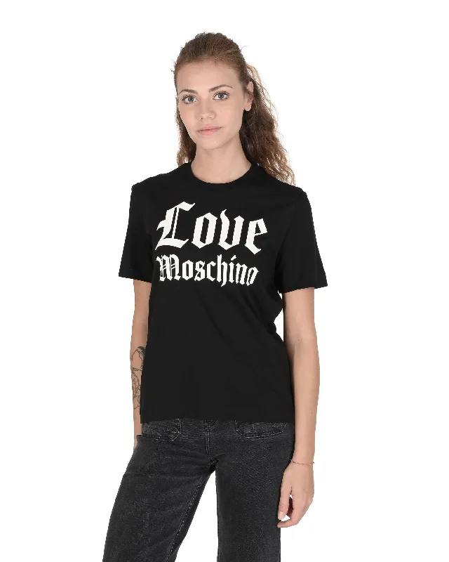 Love Moschino Womens T-Shirt W 4 H06 33 M 3876 C74 BLACK Fitted T-Shirt Seamless Stretchy