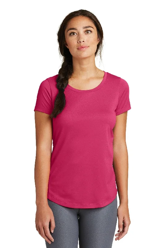 New Era Ladies Series Performance Scoop Tee LNEA200 Deep Pink Embroidered Appliqued Beaded