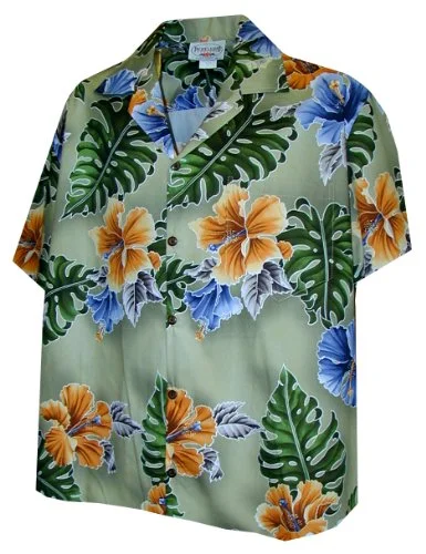 Pacific Legend Womens S to XXL Flamboyant Hibiscus Camp Shirt Oversized T-Shirt Spandex breathable