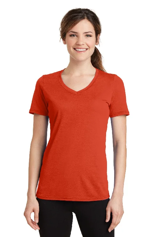 Port & Company Ladies Performance Blend V-Neck Tee LPC381V Orange Cozy Warm Stylish