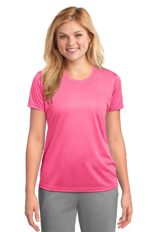 Port & Company Ladies Performance Tee LPC380 Neon Pink Welt Pockets Slit Pockets