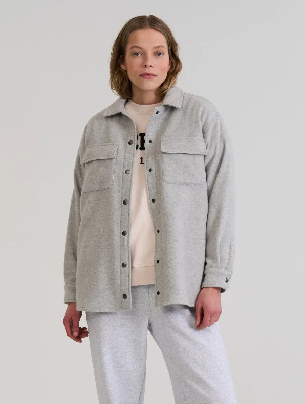 Enni Overshirt Marble Grey Real Fur Shearling Chenille