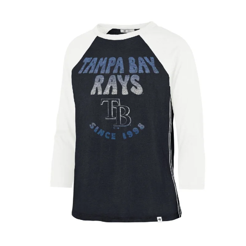 Rays Women's 47 Brand Navy and White Since 1998 Raglan T-Shirt Layered Multi-layer Single Layer