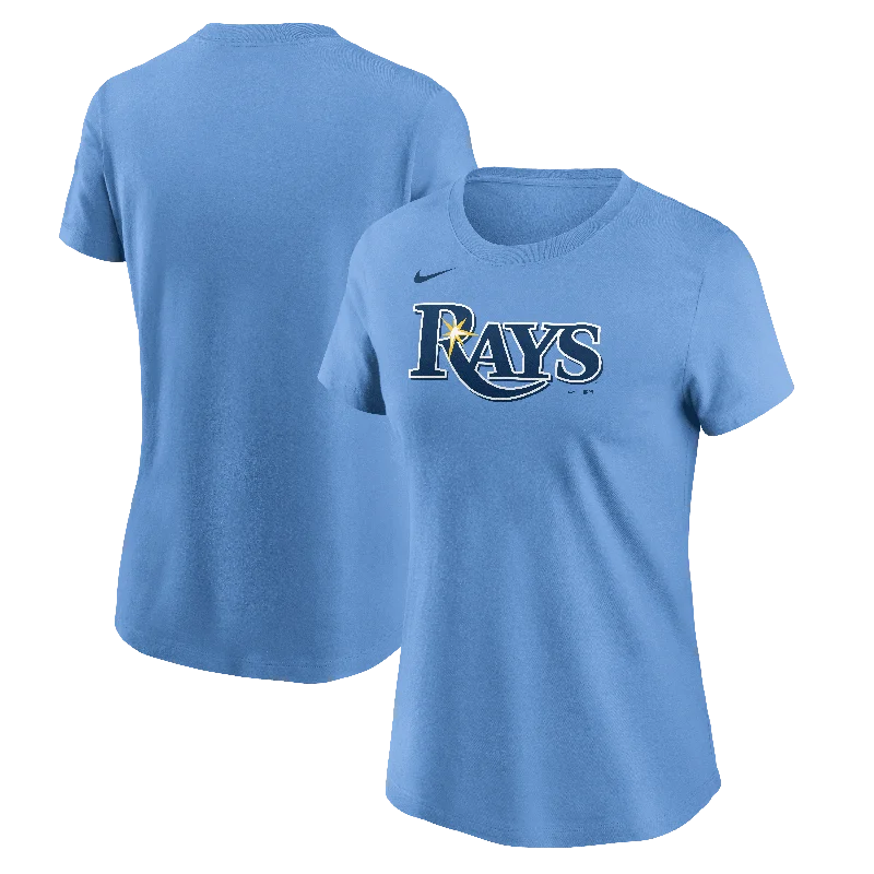 Rays Women's Nike Light Blue Wordmark T-Shirt Houndstooth Herringbone Solid