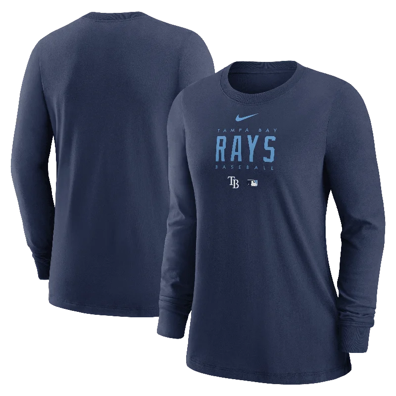 Rays Women's Nike Navy Legend Team Issue Long Sleeve T-Shirt Cotton Fabric Linen Fabric Terry Fabric