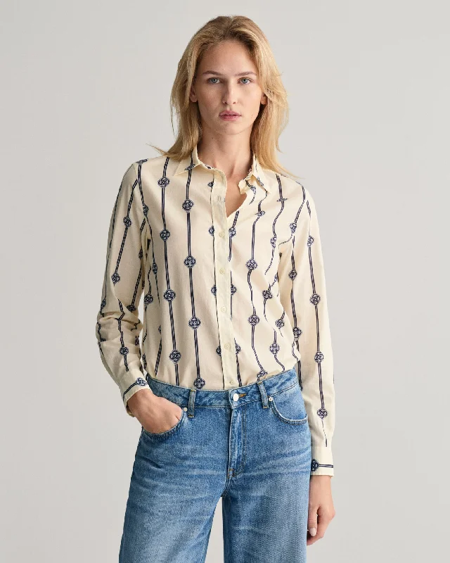 Regular Fit Monogram Striped Cotton Voile Shirt - Classic Blue Wool Fabric Cashmere Fabric Tweed Fabric