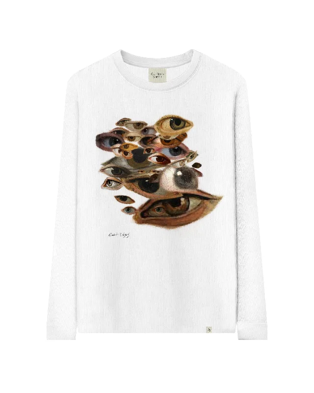 Renaissance Eyes Heavyweight Long Sleeve Tee Collared T-Shirt Boat Neck A-Line