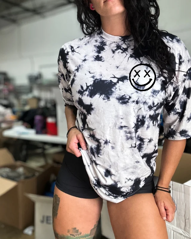 Salty Savage Ladies “OG Smile”Oversized Boyfriend Tee | Tie Dye Zippered Buttoned Snapped