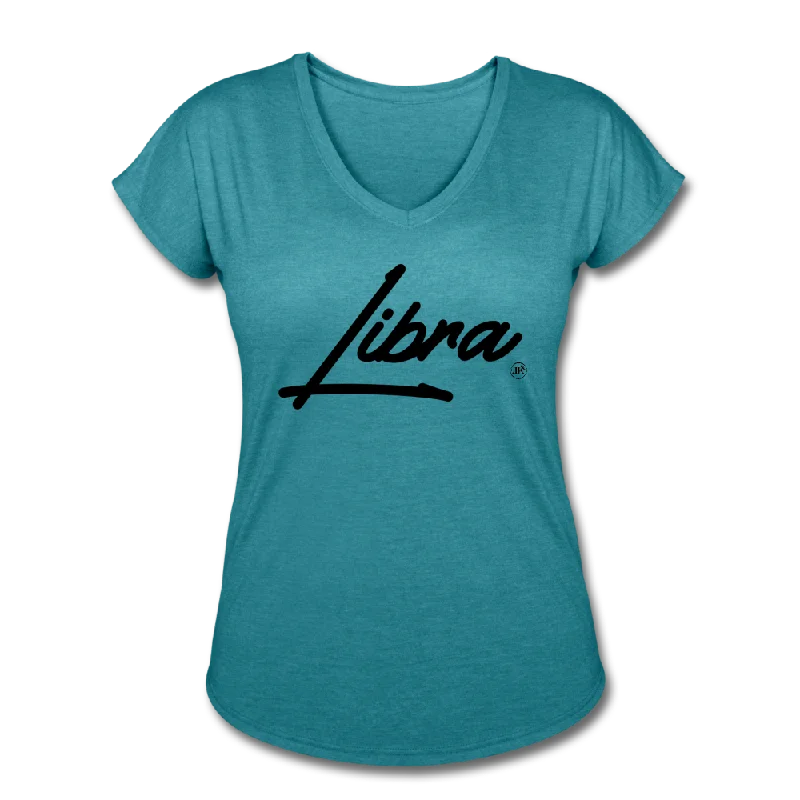 Sassy Libra Women's V-Neck T-Shirt Oversized T-Shirt Spandex breathable