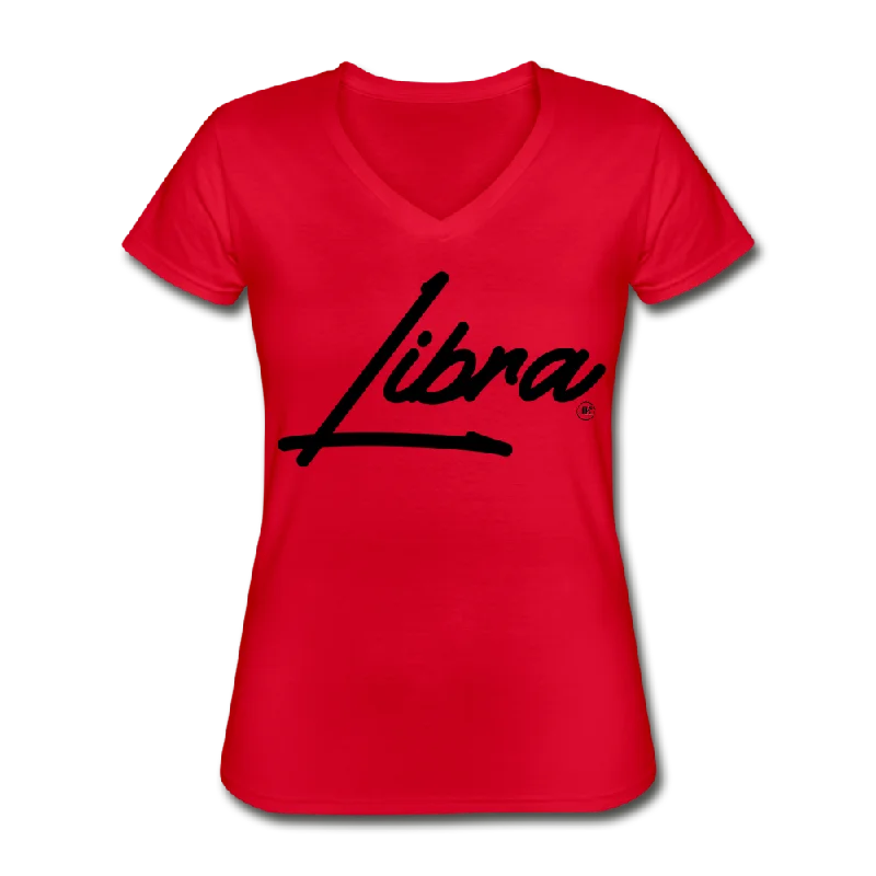 Sassy Libra Women's V-Neck Tee Embroidered Appliqued Beaded